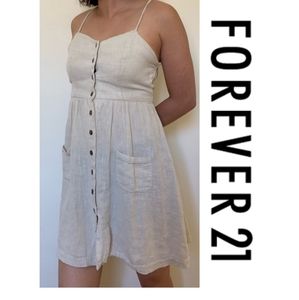 Forever21 Creme Button Up Summer Dress